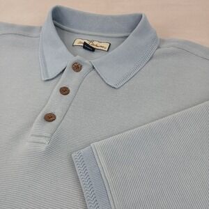 Tommy Bahama XL Mens Polo Shirt Silk Blend Ribbed 24x31 FLAWS‎